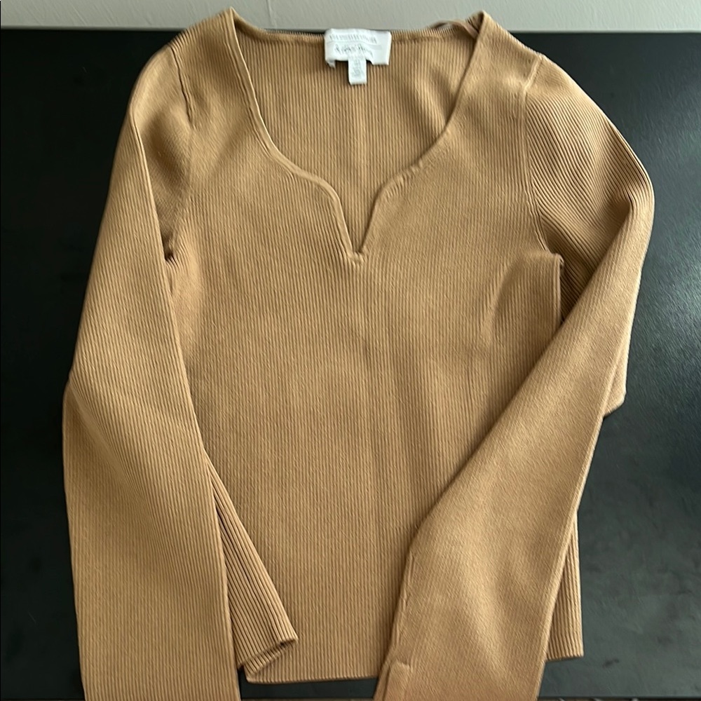 & Other Stories Copper Ribbed Knit Top